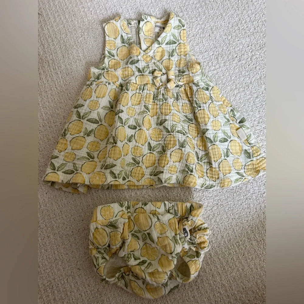 Lemon Print Dress + FREE Floral Set